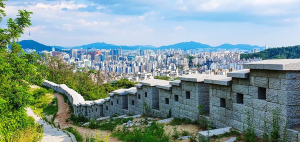 Panoramic view of buildings against sky