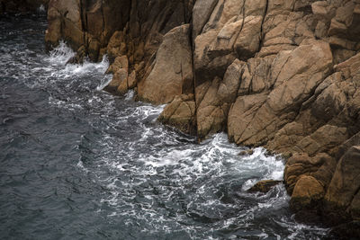 Water flowing through rocks