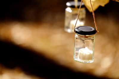 Close-up of hanging lantern