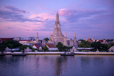 View of buildings against sky at sunset