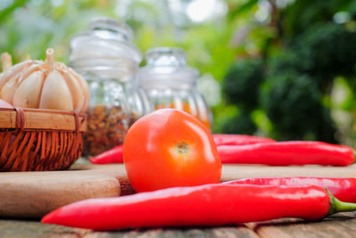 Close-up of tomatoes on table