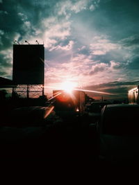 Silhouette of buildings at sunset