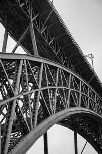 Low angle view of metallic bridge