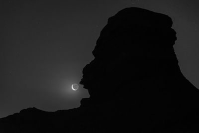 Low angle view of silhouette man against sky at night