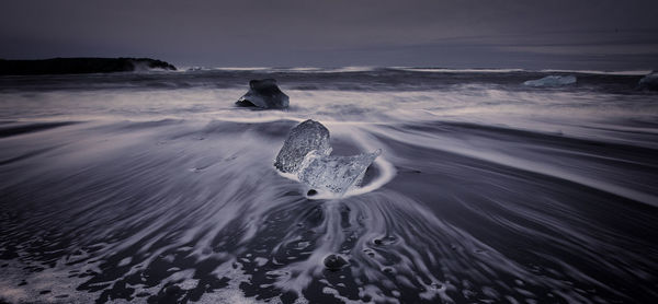 View of ice on beach