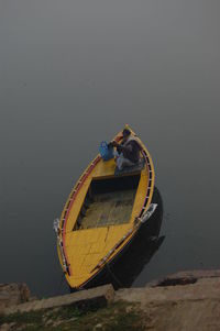 Close-up of boat on beach