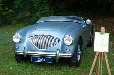 Vintage car on field