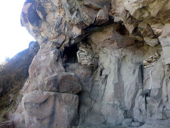 Low angle view of rock formation
