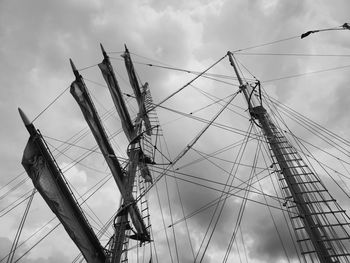 Low angle view of sailboat against sky