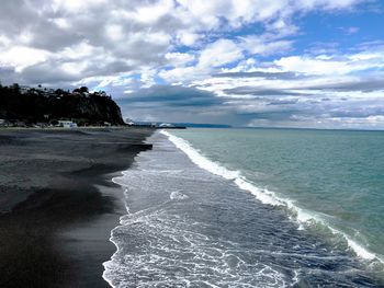 Scenic view of beach against sky