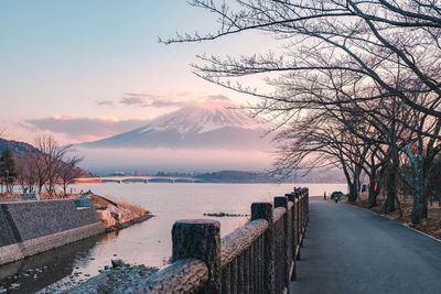 Scenic view of sea against sky at sunset