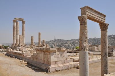 View of old ruins against clear sky