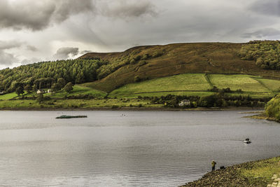 Large y -shaped reservoir in the peak district nationalpark.