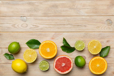 Directly above shot of fruits on table