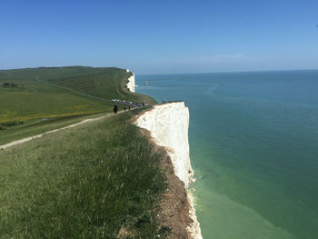 Scenic view of sea against clear sky