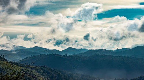 Panoramic view of mountains against sky