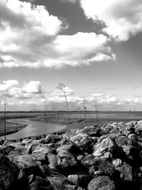 Scenic view of beach against sky