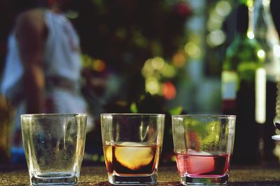 Close-up of beer in glass on table