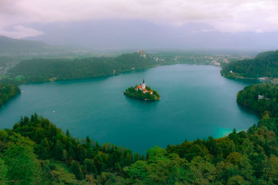 High angle view of sea against sky