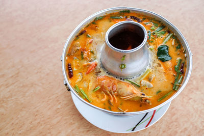 Fish soup in bowl