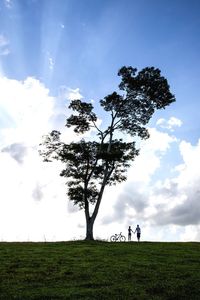 Scenic view of grassy field against sky