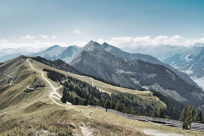 Scenic view of mountains against sky