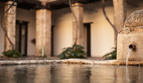 Close-up of water in old building