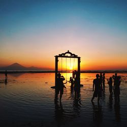 Scenic view of sea at sunset