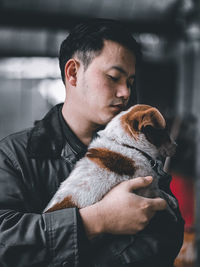 Young man with dog