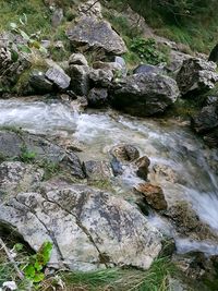 High angle view of waterfall