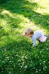 Full length of girl on field