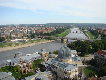 High angle view of buildings in city