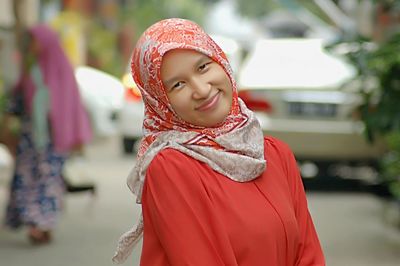 Close-up portrait of smiling girl