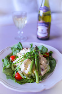 Close-up of salad in plate on table