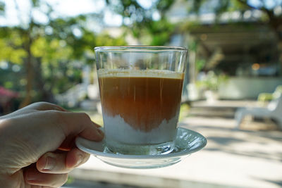 Close up hot latte coffee