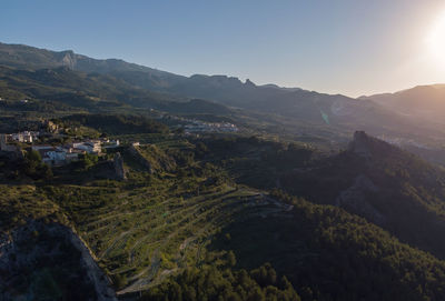 Scenic view of mountains against clear sky