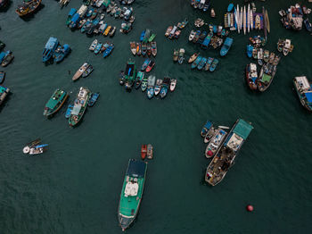 Aerial view of boats at harbor