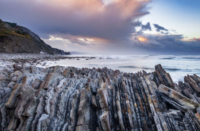 Panoramic view of sea against sky during sunset