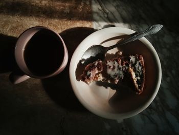 Directly above shot of breakfast on table