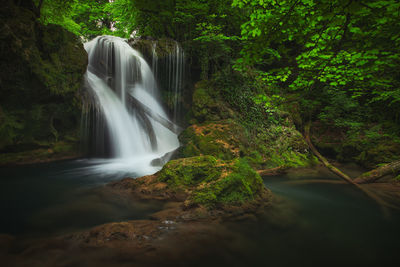 Landscape of the wild natural park of cheile nerei with its lakes, waterfalls and water streams