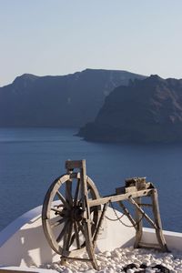 View of sea against mountain range