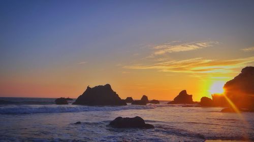 Scenic view of sea against sky during sunset