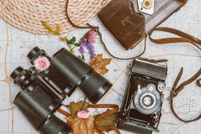 High angle view of shoes on table