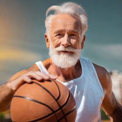Grandpa playing basketball