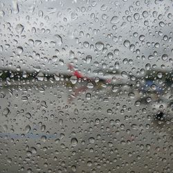 Full frame shot of raindrops on window