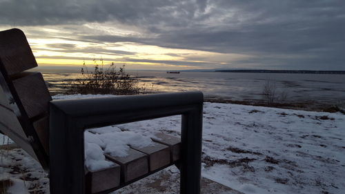 Scenic view of sea against cloudy sky
