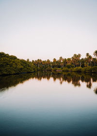 Scenic view of lake against clear sky