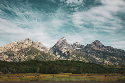 Scenic view of mountains against sky