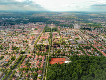 High angle view of townscape against sky