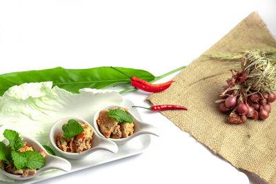 High angle view of food on table